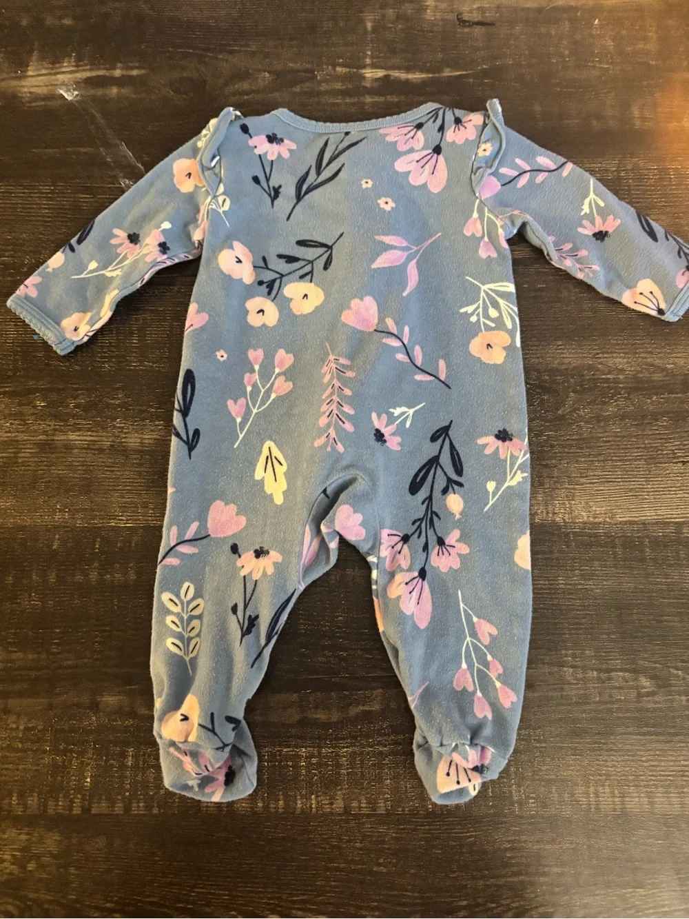 Carter's Blue Floral Footed One-Piece Romper